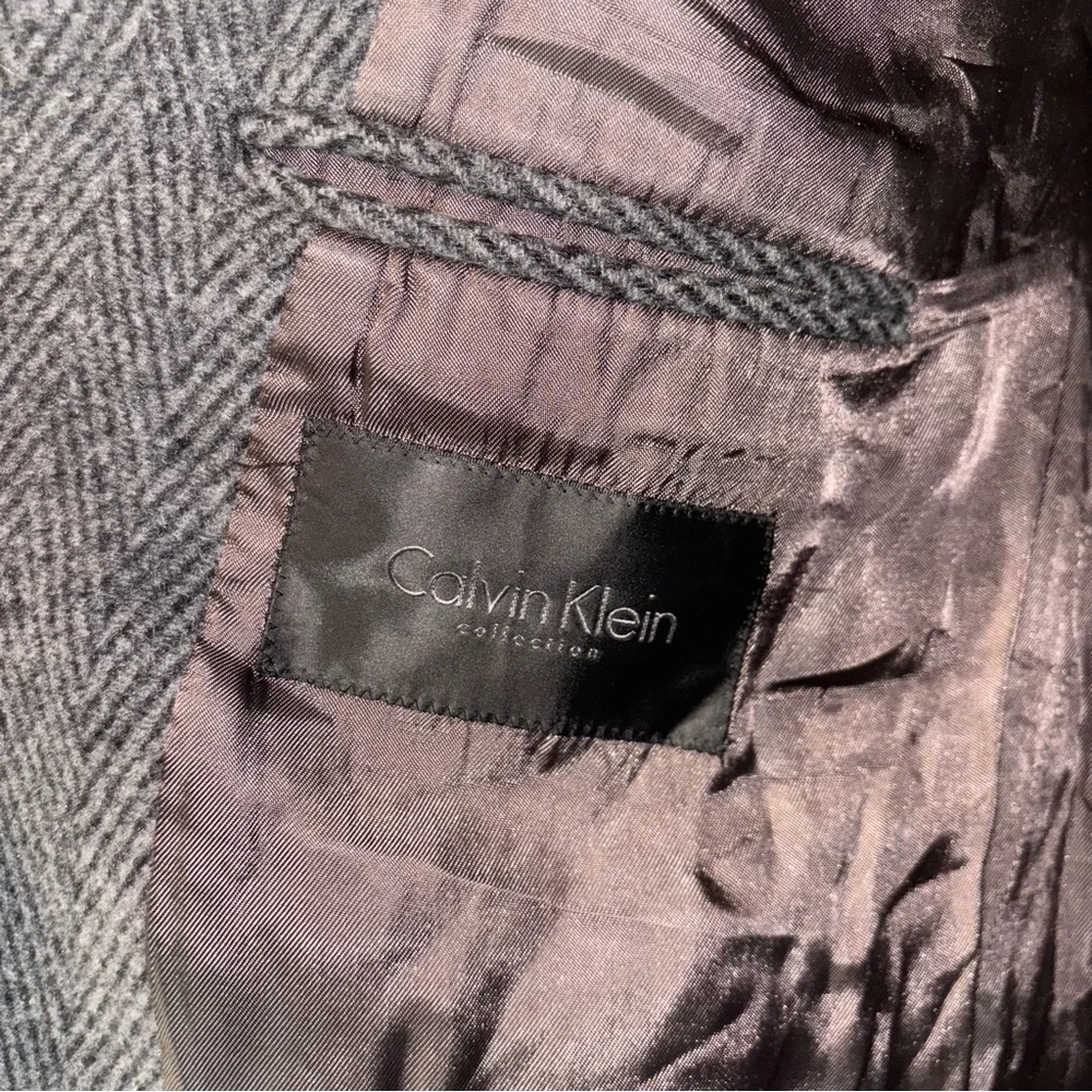 CALVIN KLEIN Gray Wool Blend Coat Size 54 - Picture 6 of 13